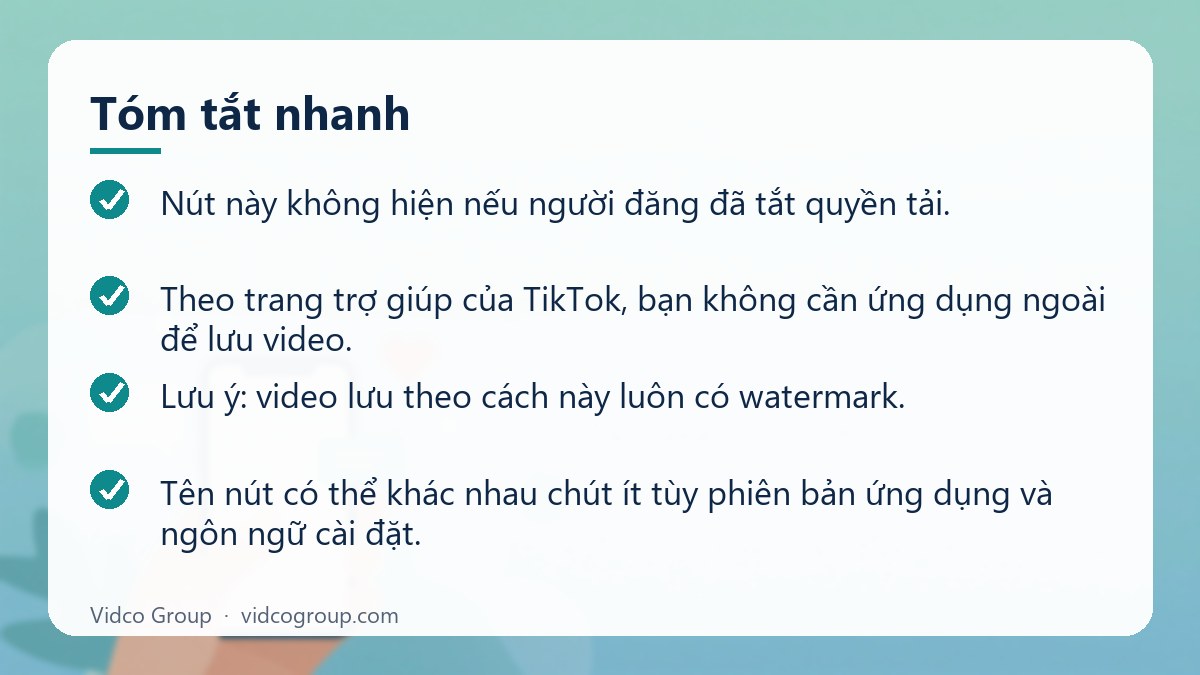 Tóm tắt nhanh: Tải video TikTok