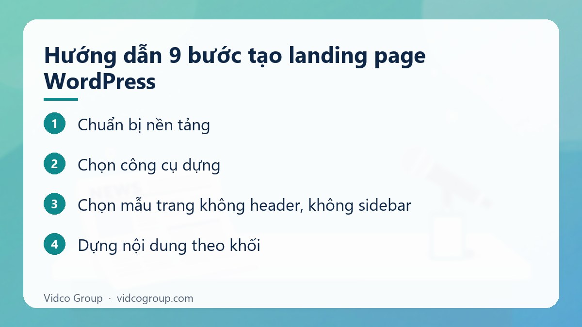 Các bước: Hướng dẫn 9 bước tạo landing page WordPress