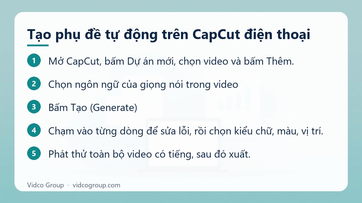 Các bước: Tạo phụ đề tự động trên CapCut điện thoại