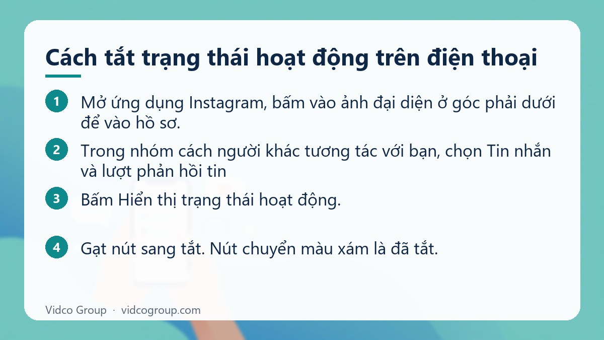 Các bước: Cách tắt trạng thái hoạt động trên điện thoại
