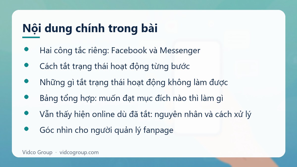 Nội dung chính: Cách tắt trạng thái online trên Facebook và Messenger