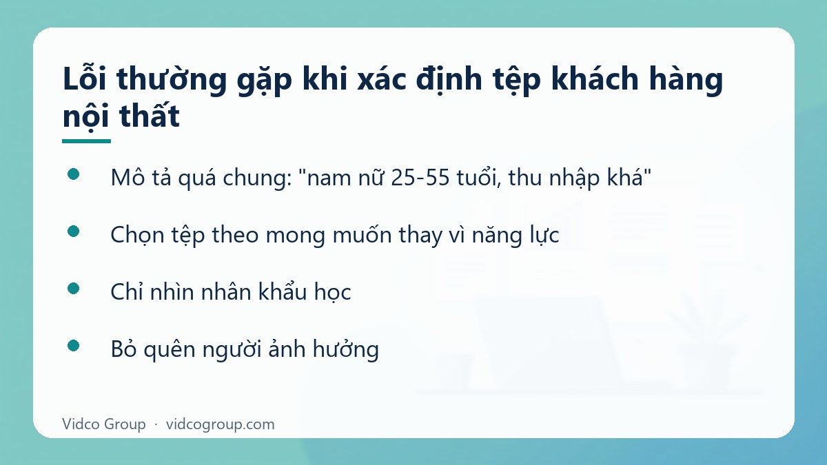 Danh sách: Lỗi thường gặp khi xác định tệp khách hàng nội thất