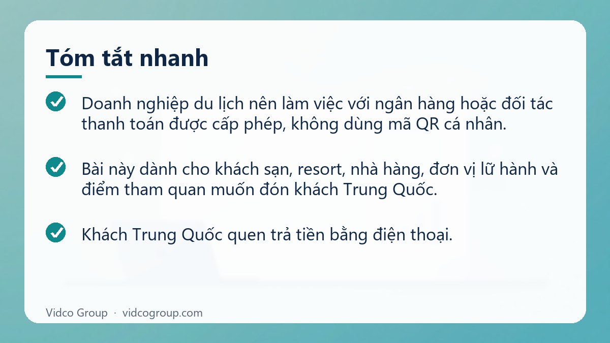 Tóm tắt nhanh: Nhận thanh toán Alipay, WeChat Pay cho khách Trung Quốc