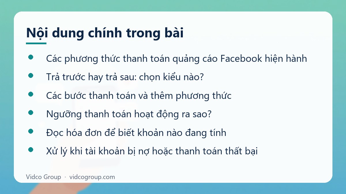 Nội dung chính: Thanh toán quảng cáo Facebook