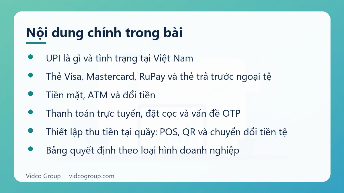 Nội dung chính: Thanh toán cho khách Ấn Độ
