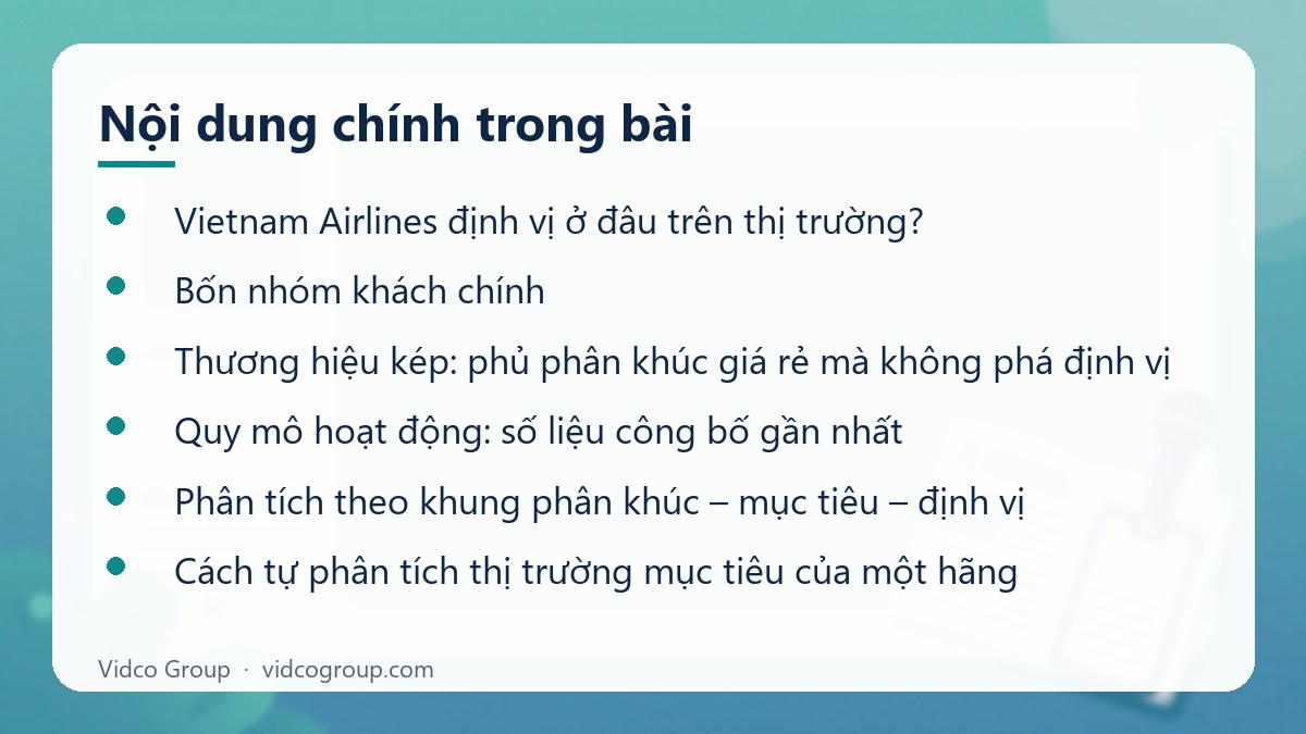 Nội dung chính: Thị trường mục tiêu của Vietnam Airlines