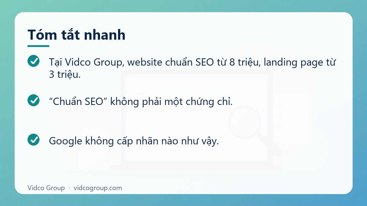 Tóm tắt nhanh: Thiết kế website chuẩn SEO