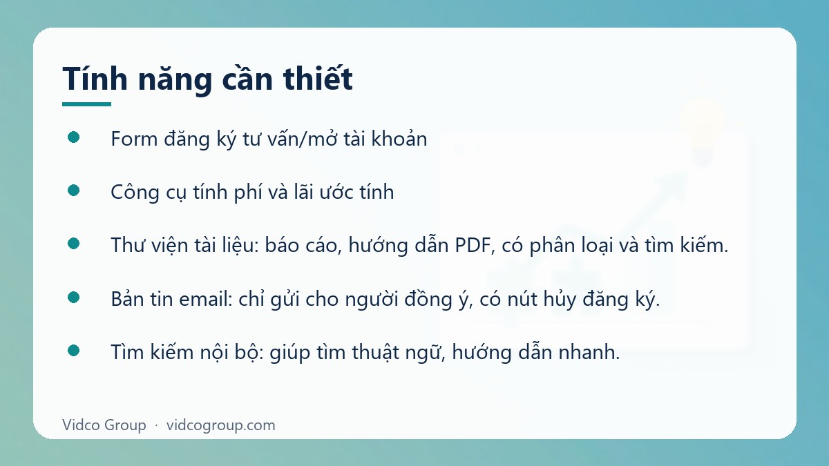 Danh sách: Tính năng cần thiết