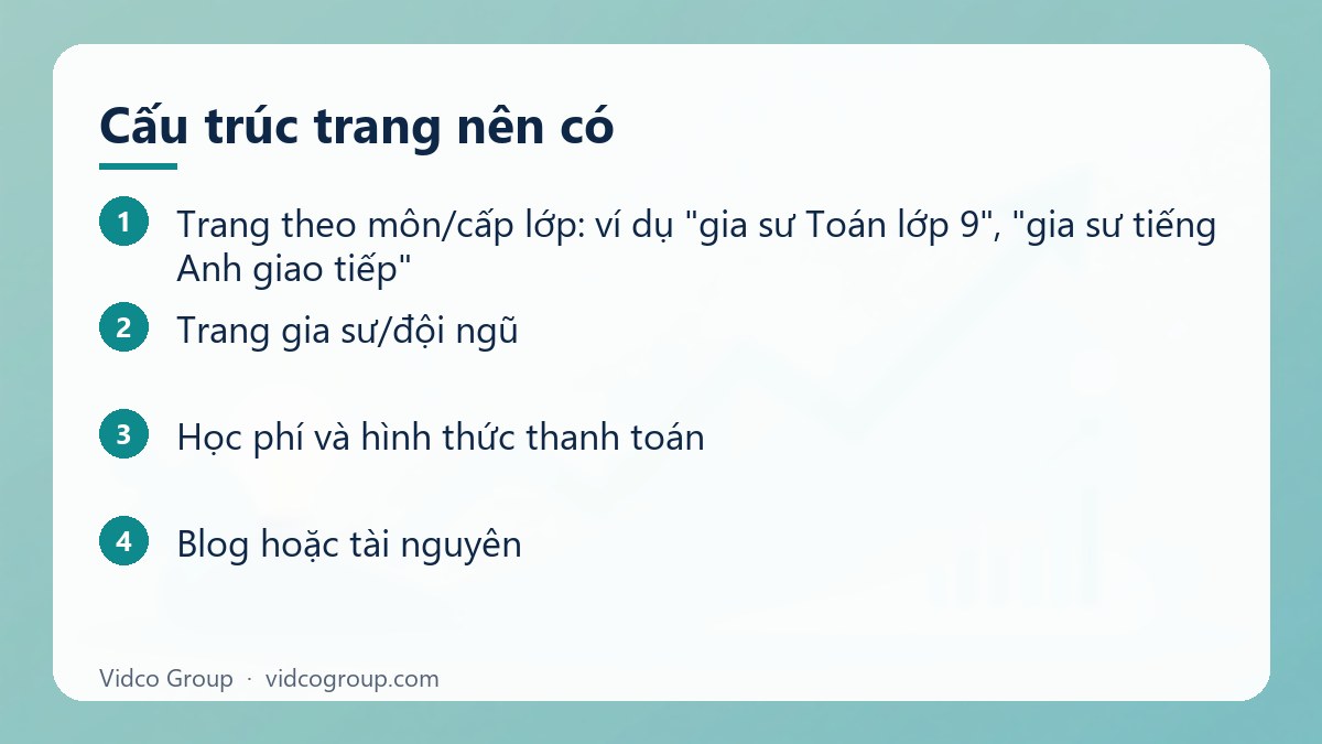 Các bước: Cấu trúc trang nên có