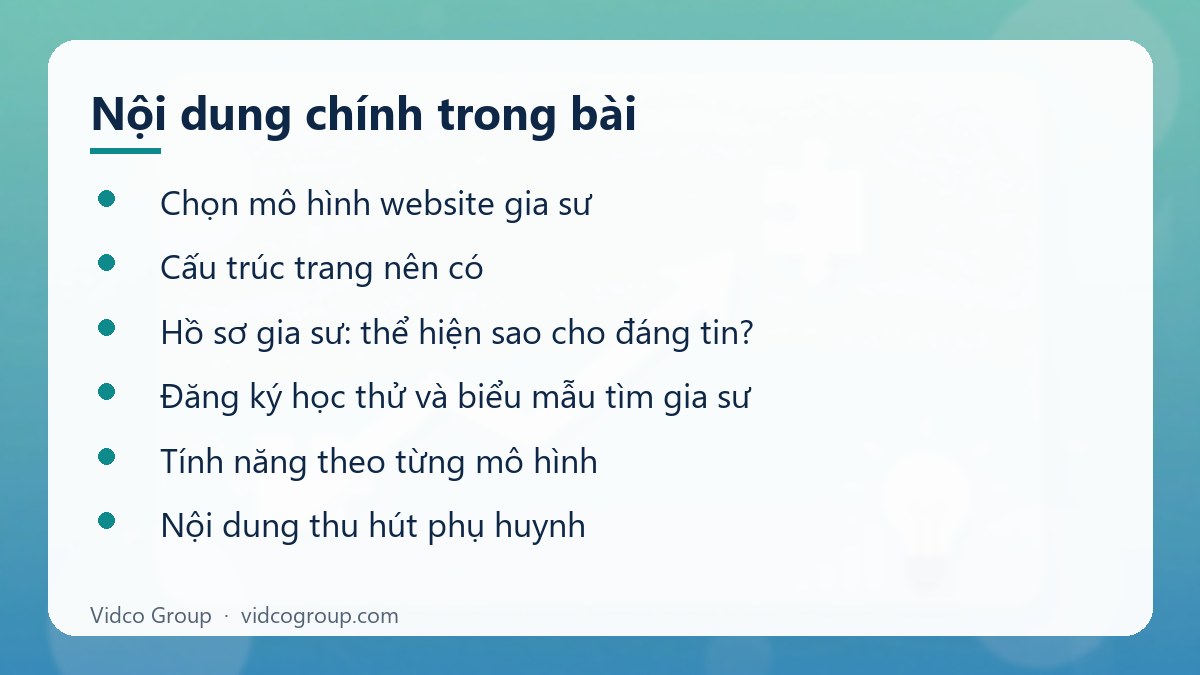 Nội dung chính: Thiết kế website gia sư