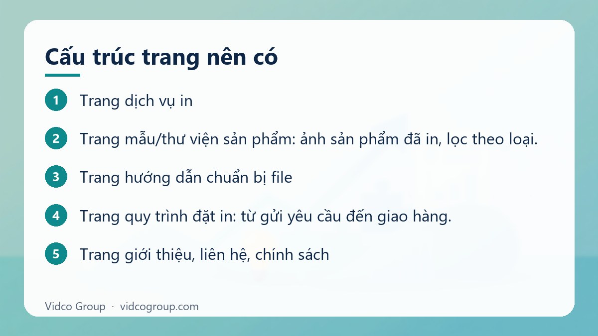 Các bước: Cấu trúc trang nên có