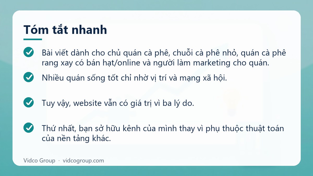 Tóm tắt nhanh: Thiết kế website quán cà phê