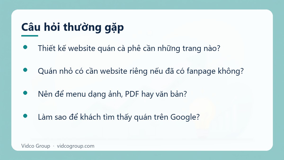 Một số câu hỏi thường gặp về Thiết kế website quán cà phê