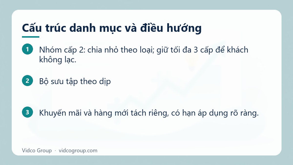 Các bước: Cấu trúc danh mục và điều hướng
