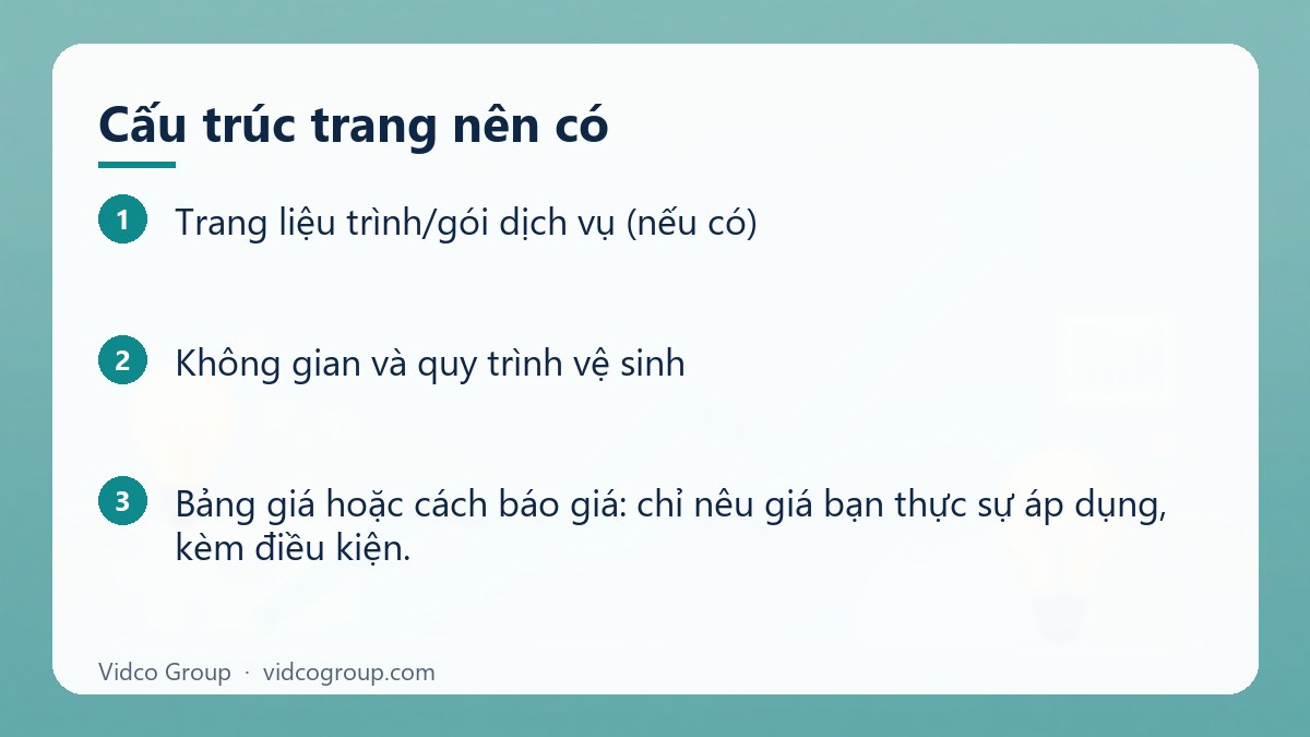 Các bước: Cấu trúc trang nên có
