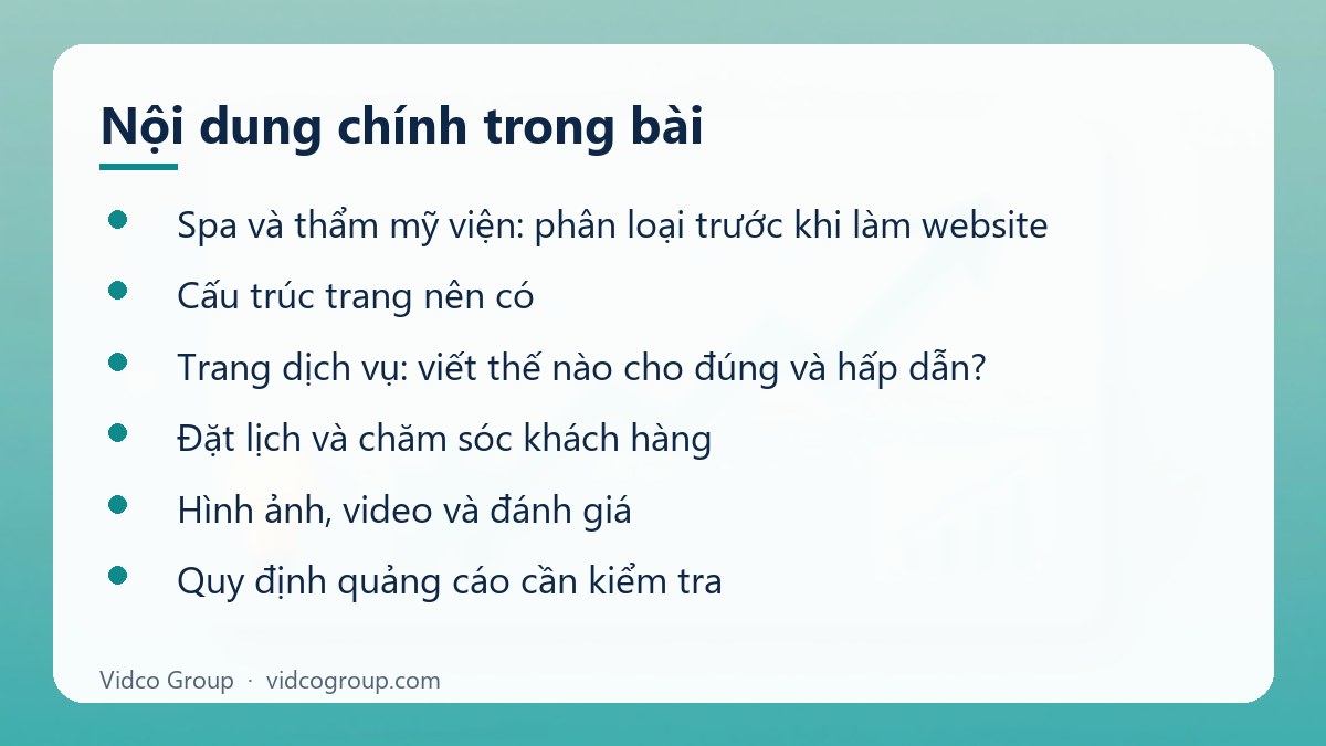 Nội dung chính: Thiết kế website spa, thẩm mỹ viện