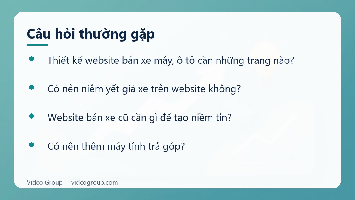 Một số câu hỏi thường gặp về Thiết kế website bán xe máy, ô tô