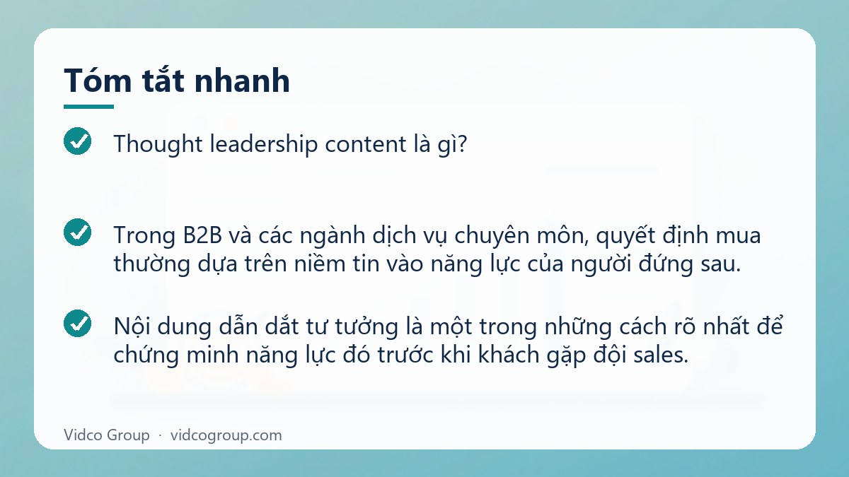 Tóm tắt nhanh: Thought Leadership Content là gì