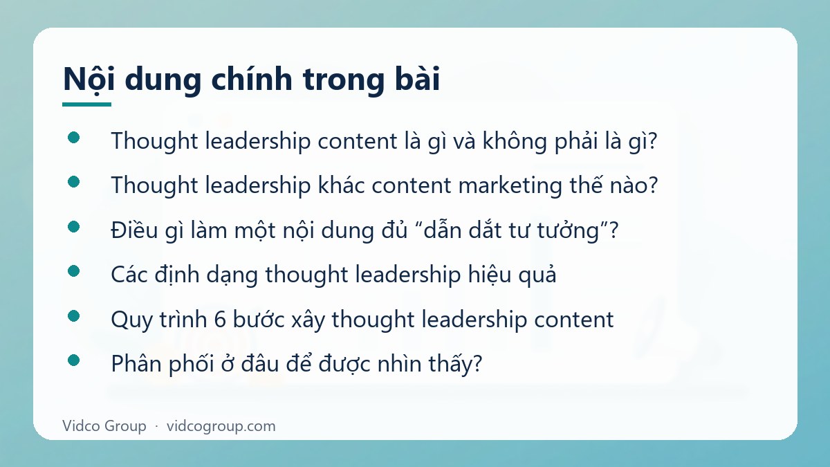 Nội dung chính: Thought Leadership Content là gì