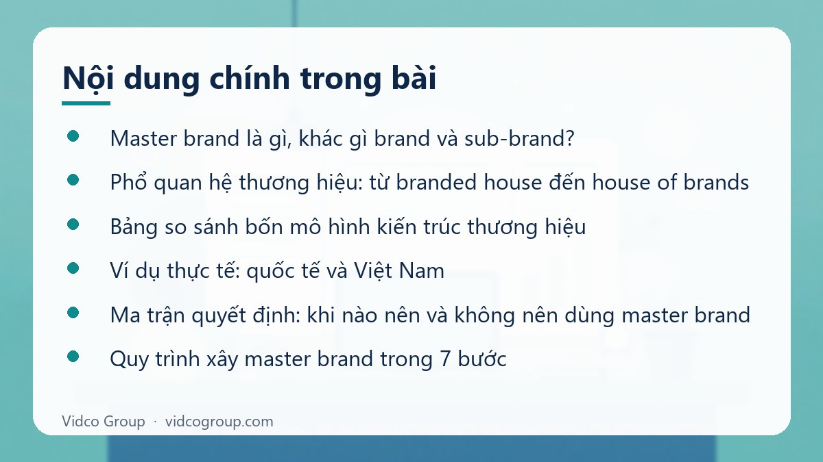 Nội dung chính: Thương hiệu chủ đạo (master brand) là gì