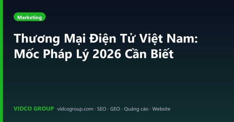 Thương Mại Điện Tử Việt Nam: Mốc Pháp Lý 2026 Cần Biết