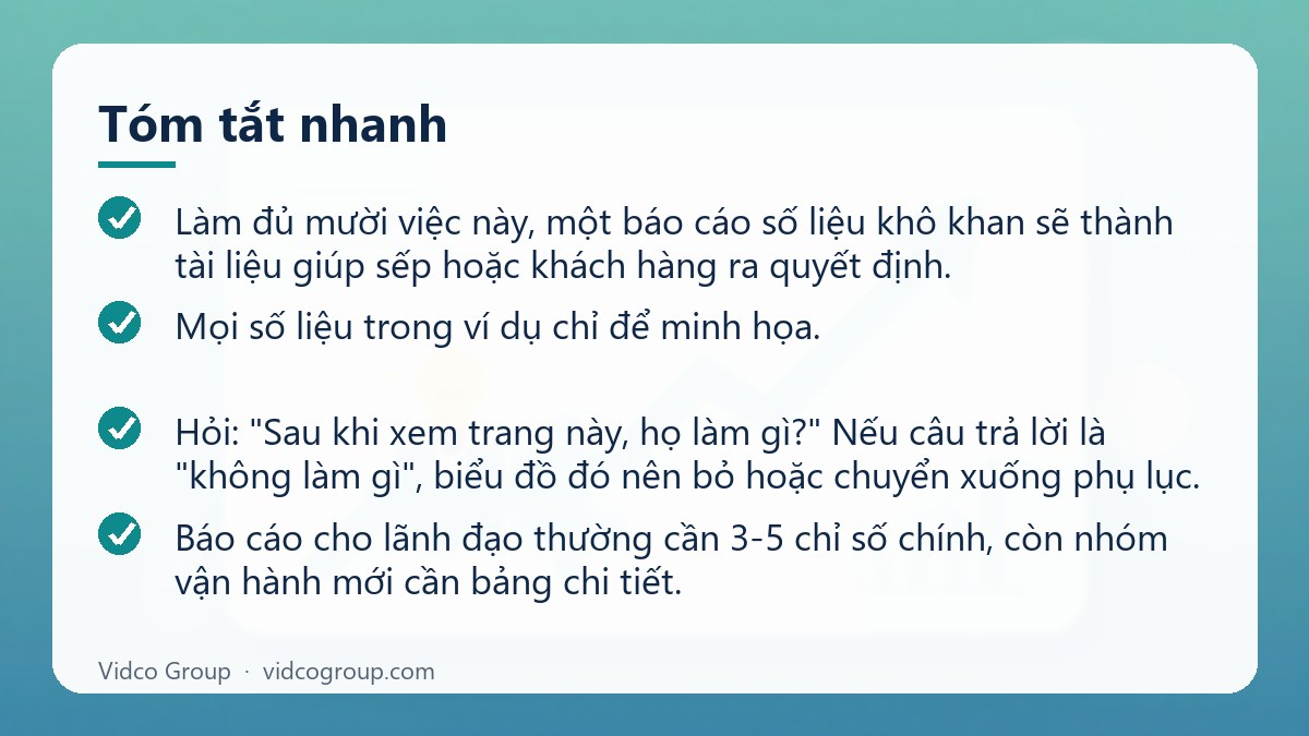 Tóm tắt nhanh: Mẹo trực quan hóa dữ liệu cho báo cáo marketing