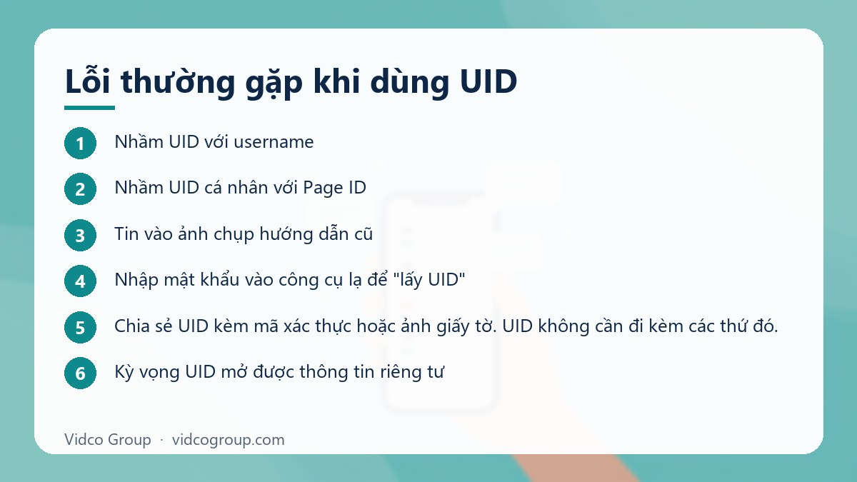 Các bước: Lỗi thường gặp khi dùng UID