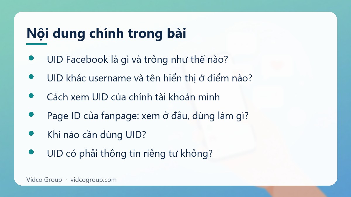 Nội dung chính: UID Facebook là gì