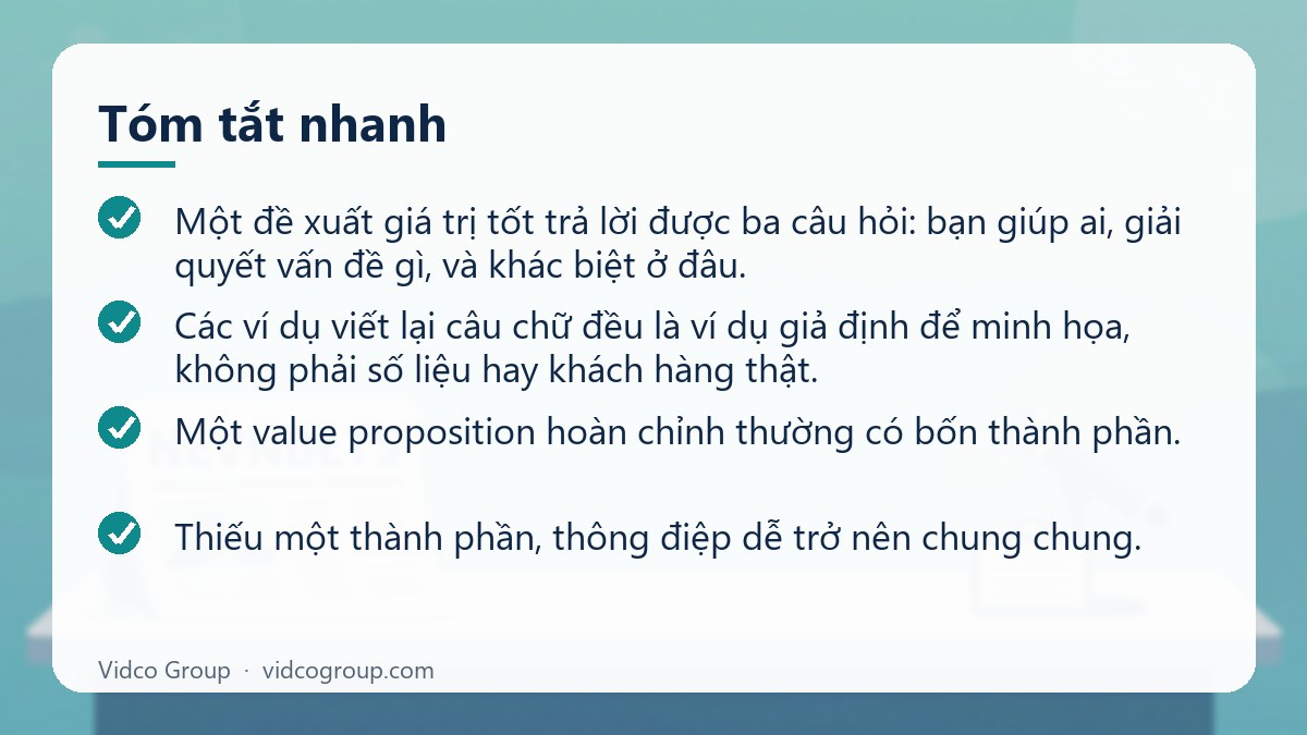 Tóm tắt nhanh: Value proposition là gì