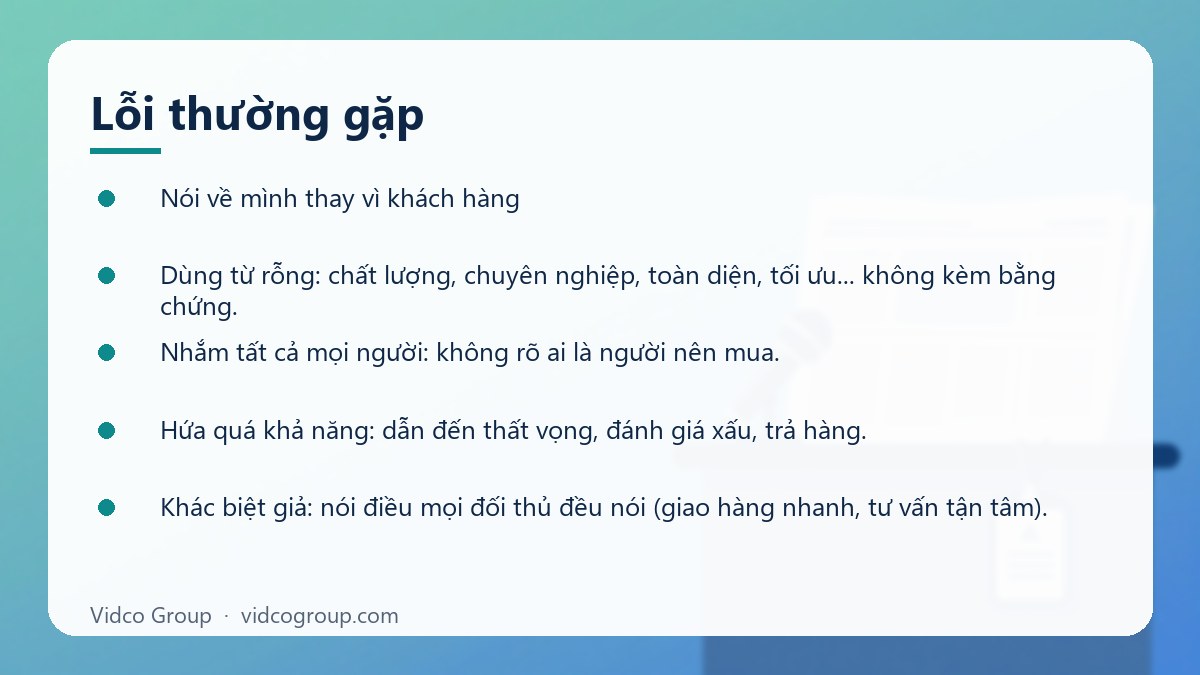 Danh sách: Lỗi thường gặp