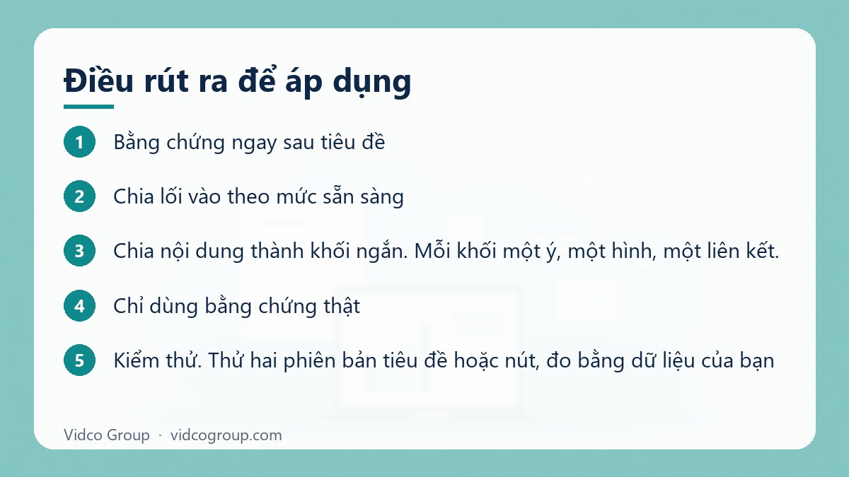 Các bước: Điều rút ra để áp dụng