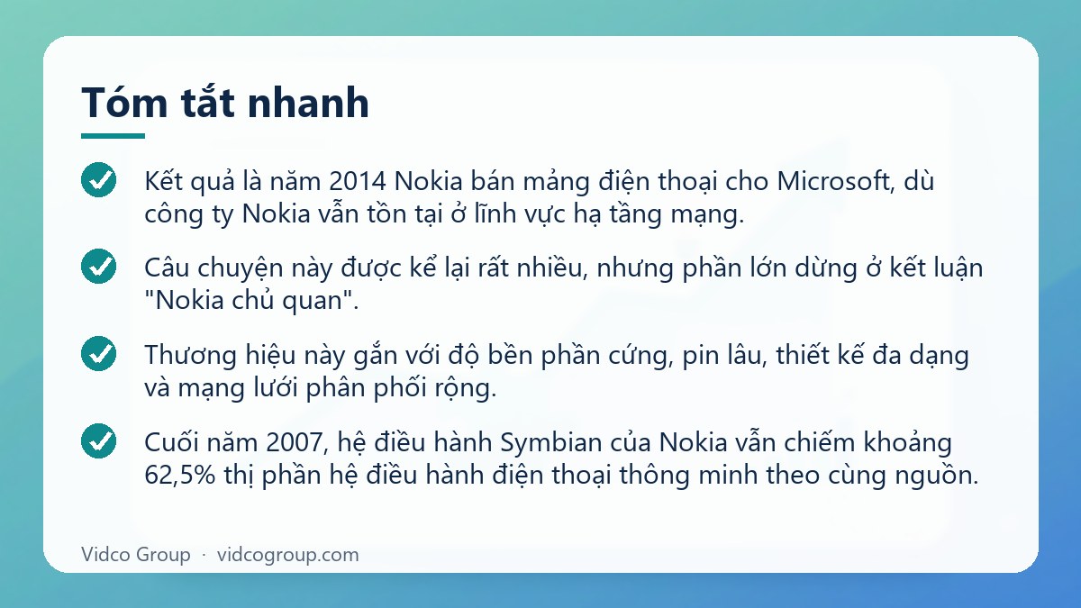 Tóm tắt nhanh: Vì sao Nokia thất bại