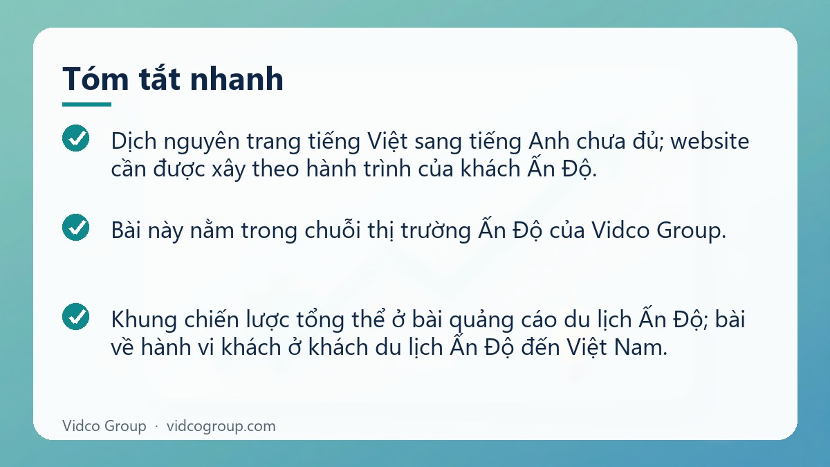 Tóm tắt nhanh: Website tiếng Anh cho khách Ấn Độ