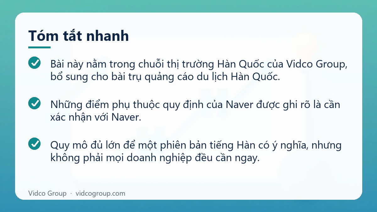 Tóm tắt nhanh: Website tiếng Hàn cho du lịch