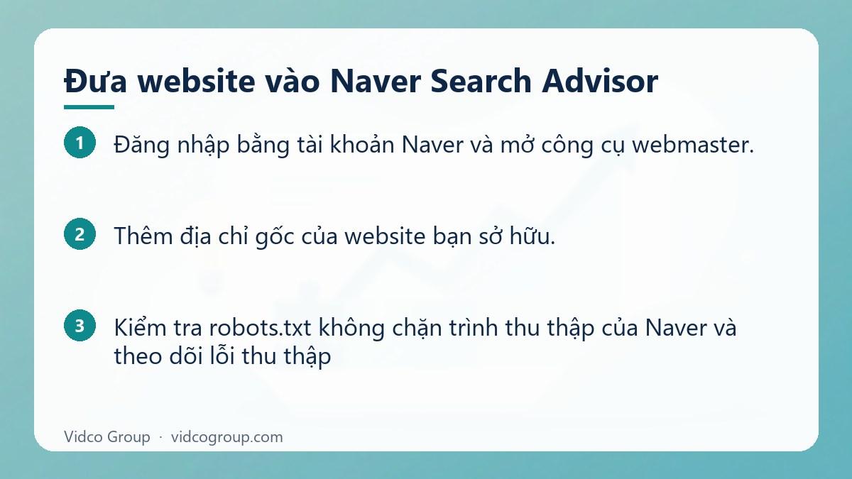 Các bước: Đưa website vào Naver Search Advisor