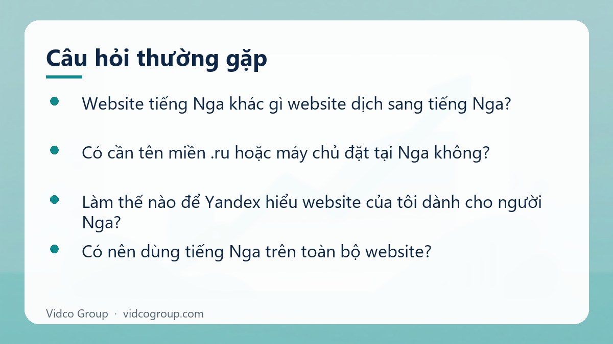 Một số câu hỏi thường gặp về Website tiếng Nga cho du lịch