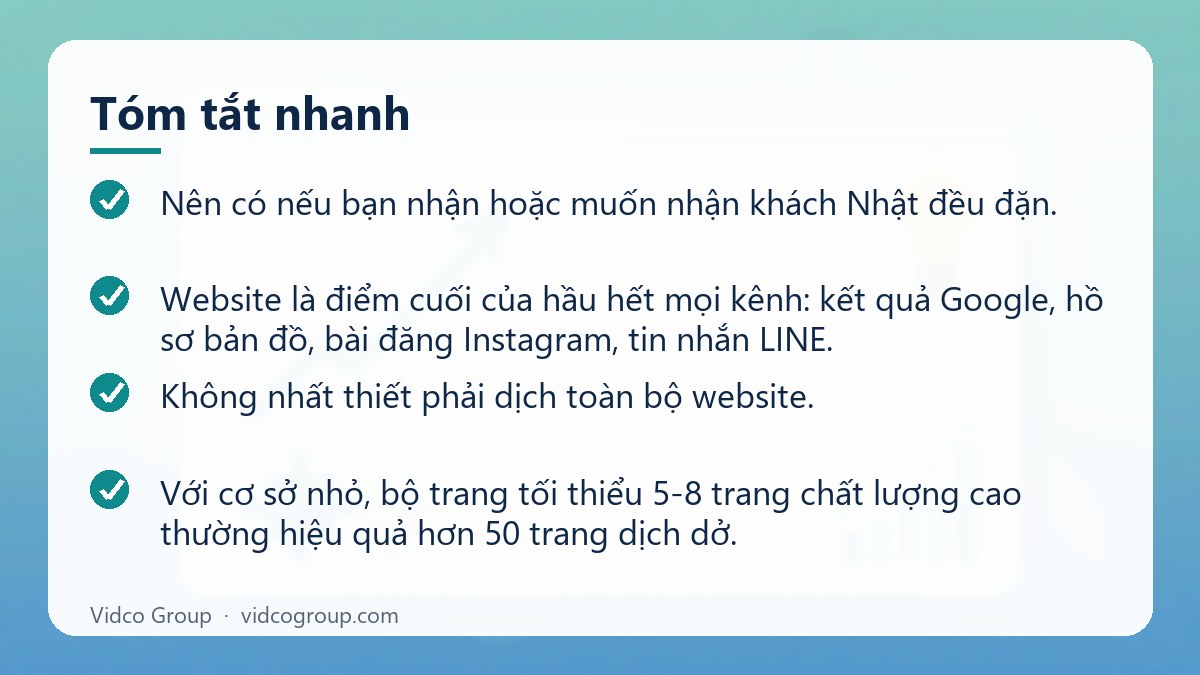 Tóm tắt nhanh: Website tiếng Nhật cho du lịch