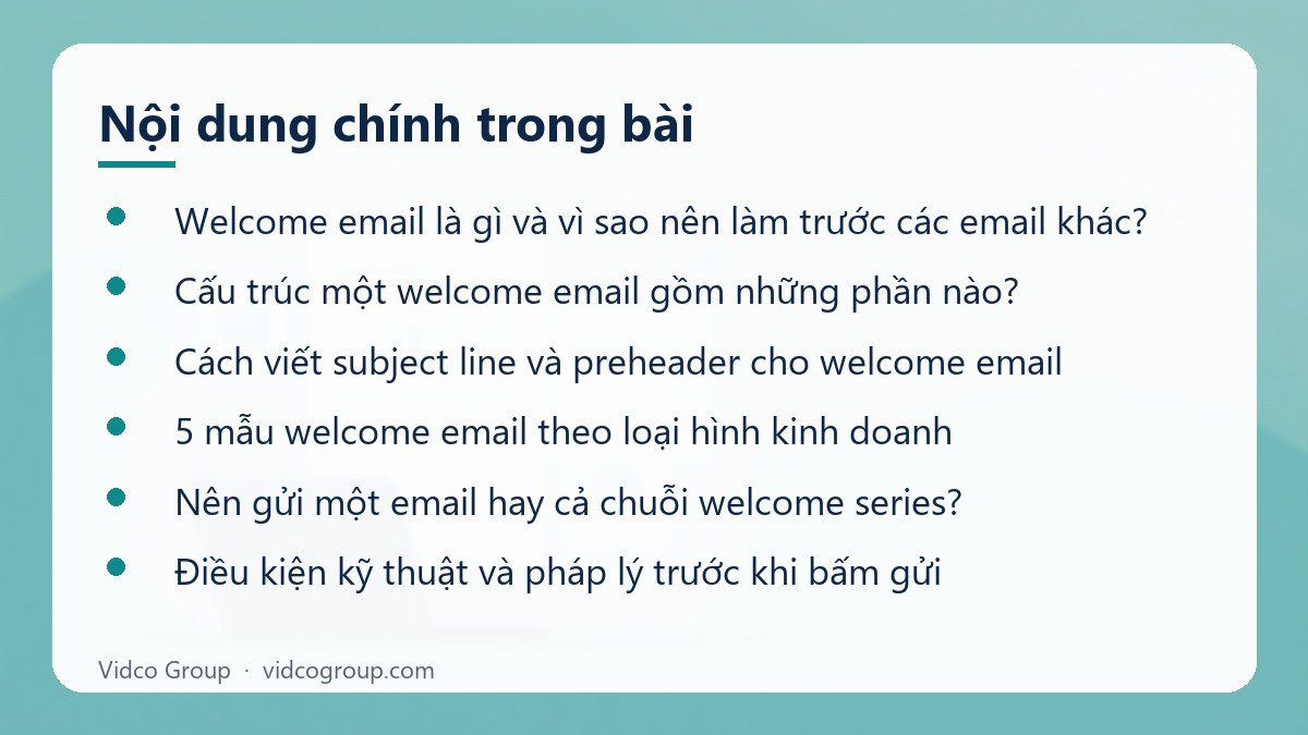 Nội dung chính: Welcome Email