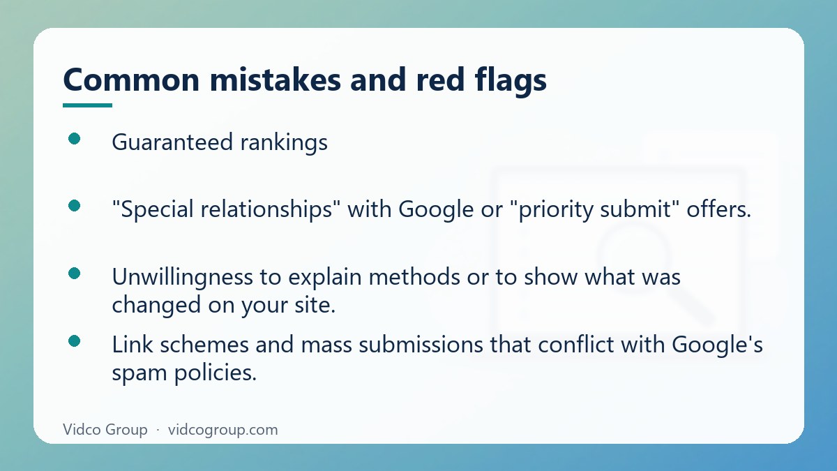 Checklist: Common mistakes and red flags