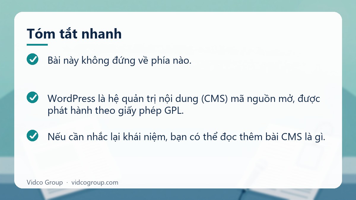 Tóm tắt nhanh: WordPress hay code tay