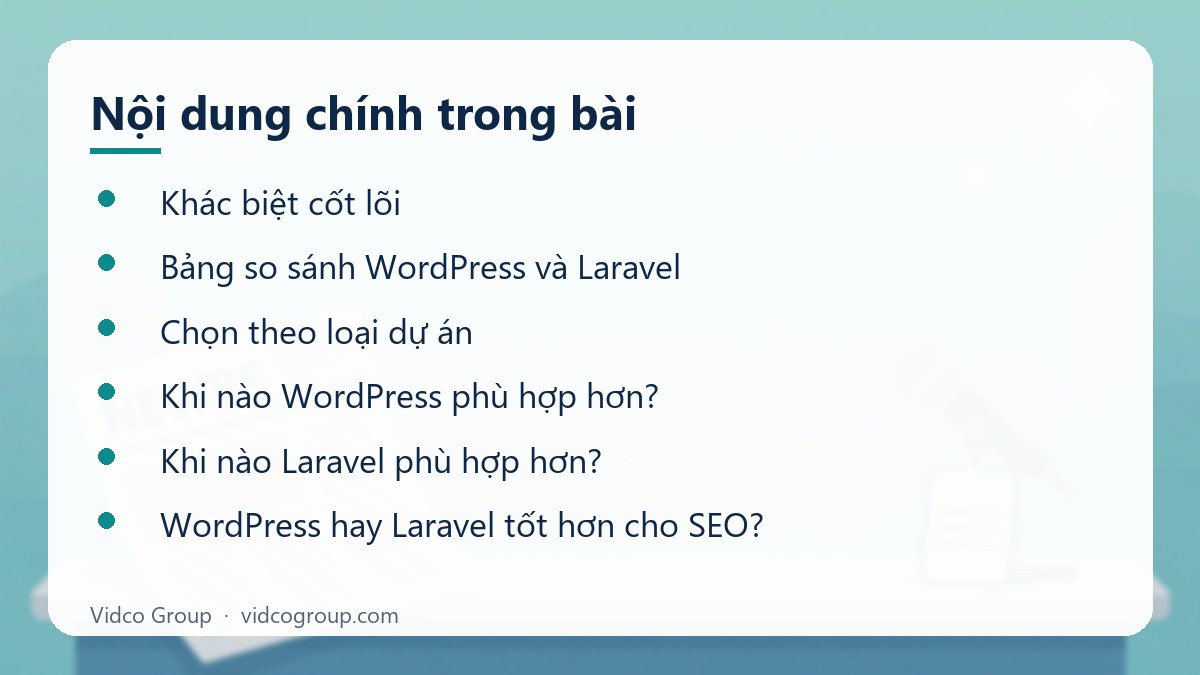 Nội dung chính: WordPress và Laravel cái nào tốt hơn