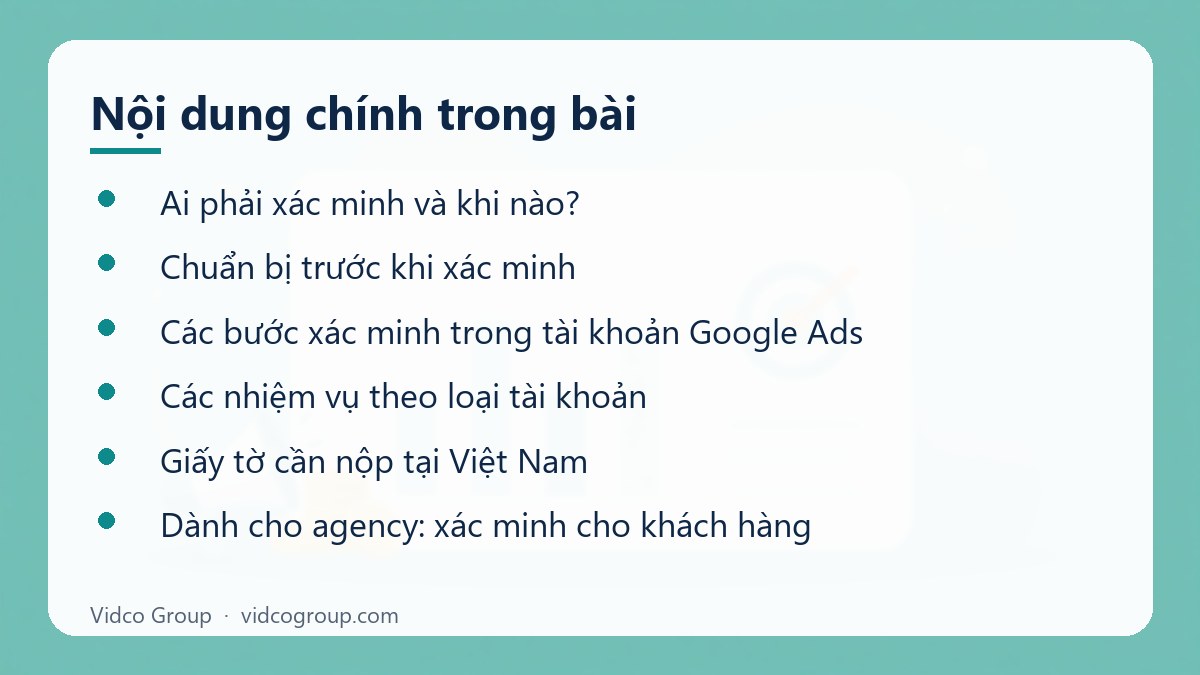 Nội dung chính: Xác minh danh tính nhà quảng cáo Google Ads
