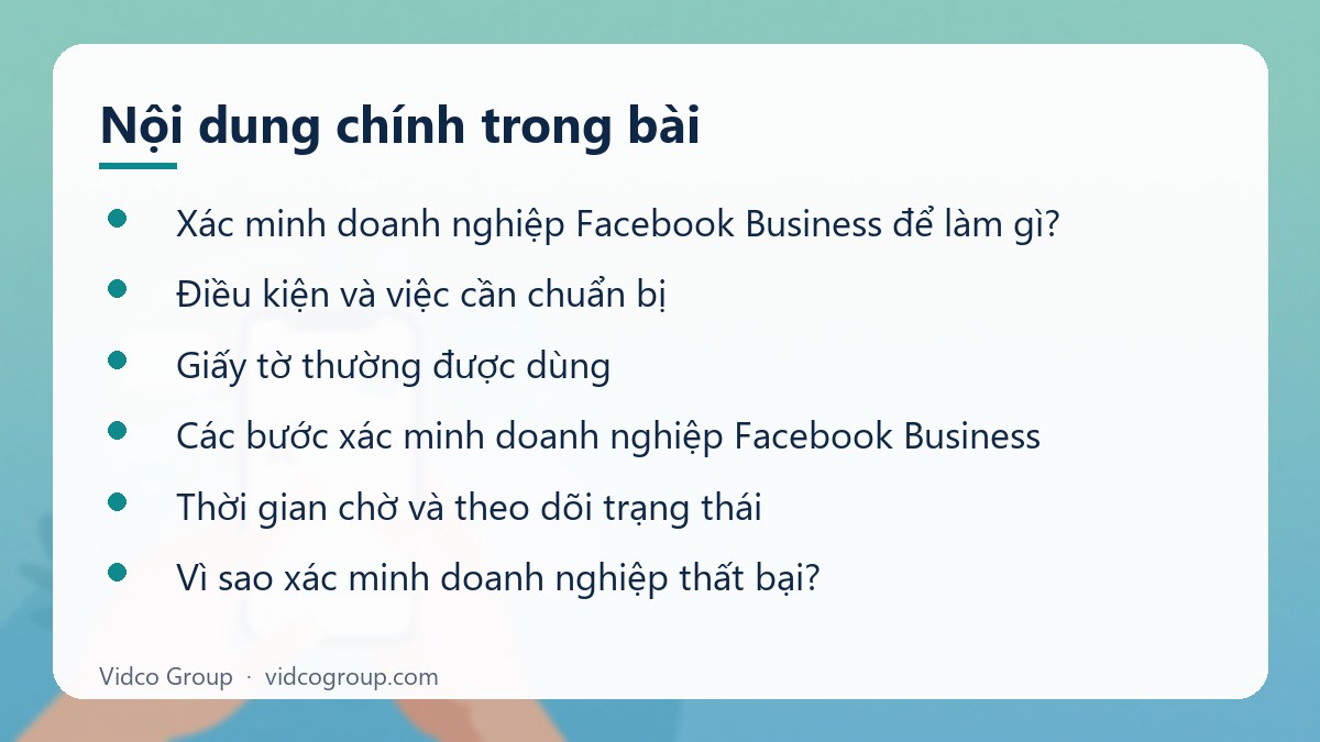 Nội dung chính: Xác minh doanh nghiệp Facebook Business