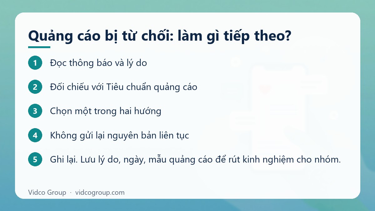 Các bước: Quảng cáo bị từ chối: làm gì tiếp theo?