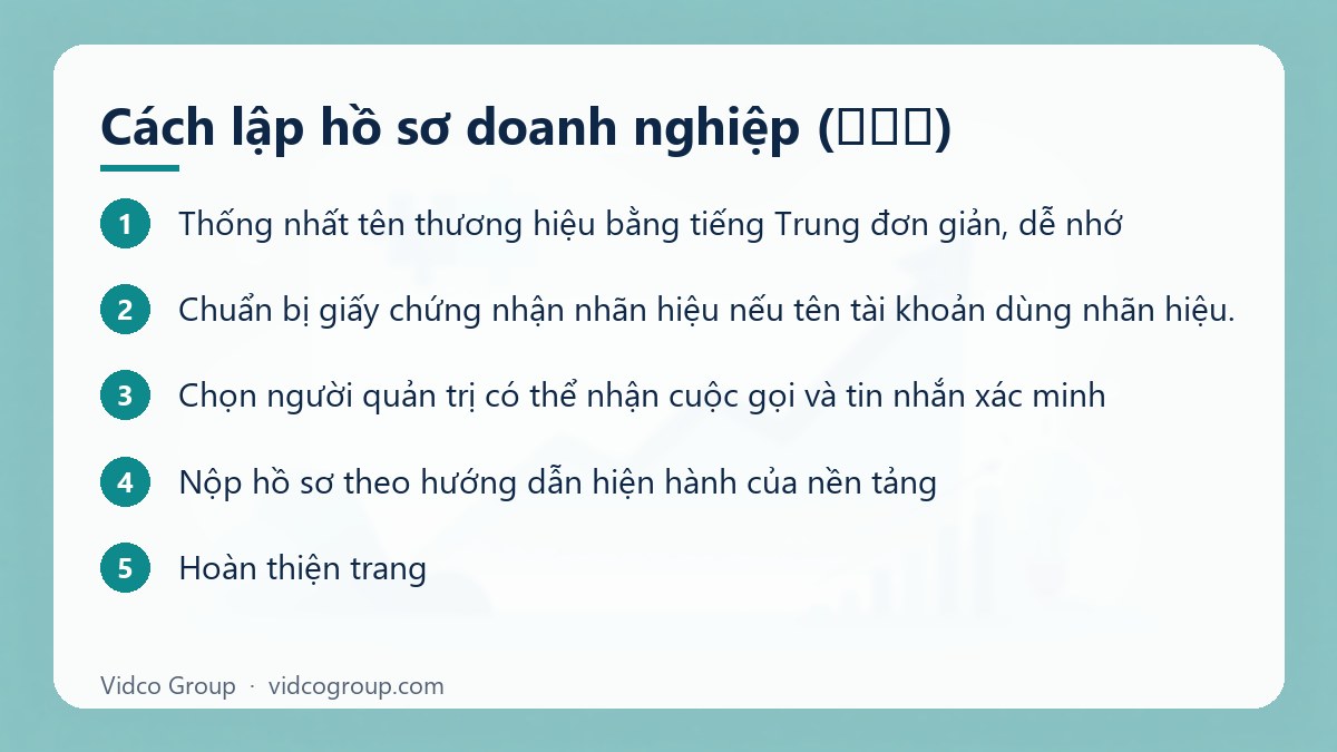Các bước: Cách lập hồ sơ doanh nghiệp (专业号)