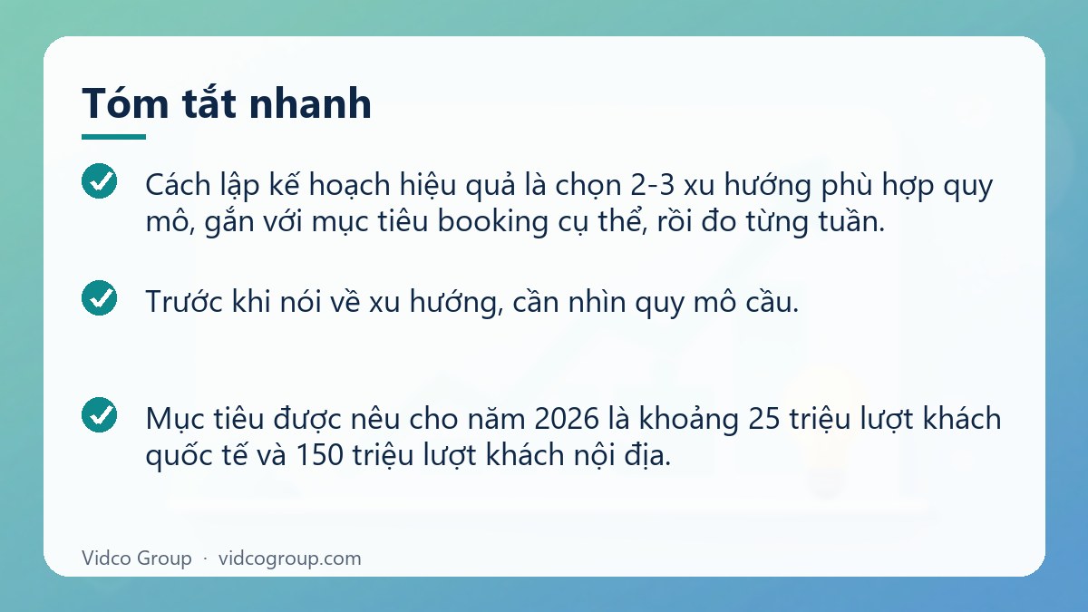 Tóm tắt nhanh: Xu hướng marketing du lịch 2026 và cách lập kế hoạch