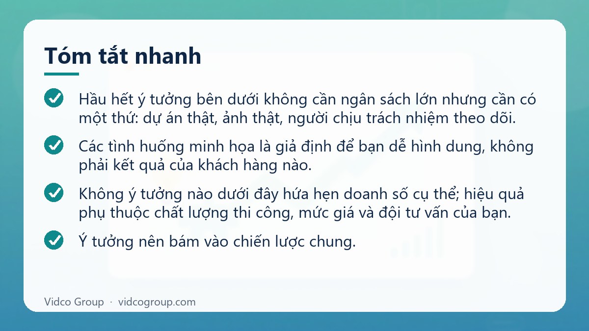 Tóm tắt nhanh: Ý tưởng marketing nội thất độc đáo