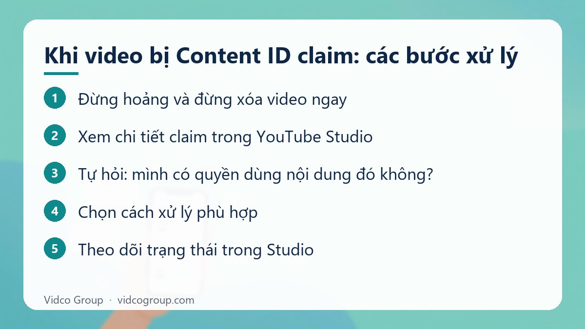 Các bước: Khi video bị Content ID claim: các bước xử lý